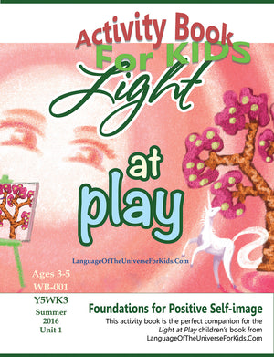 Light at Play activity book cover white unicorn